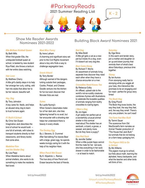 K-2 Summer Reading